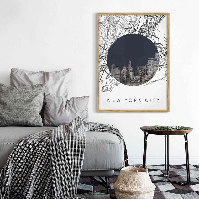 Ingelijste posters Map Collage New York City