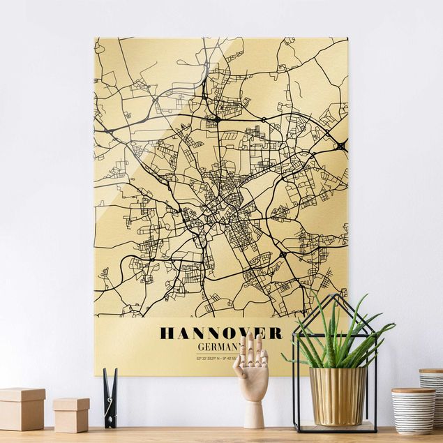 Magnettafel Glas Hannover City Map - Classic