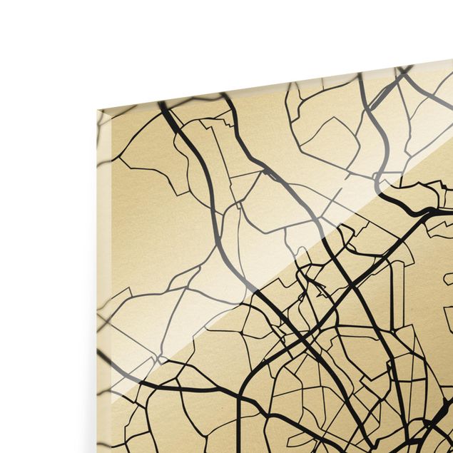 Glasschilderijen Cologne City Map - Classic