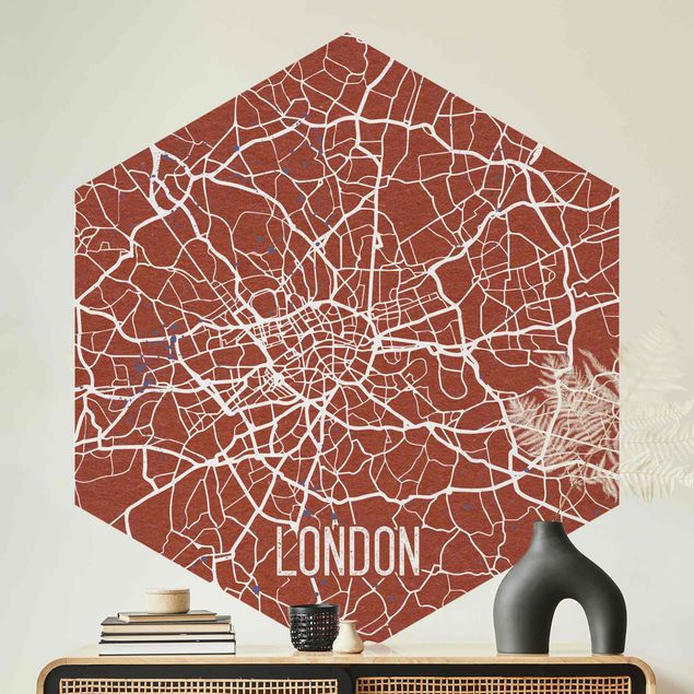 Hexagon Behang City Map London - Retro