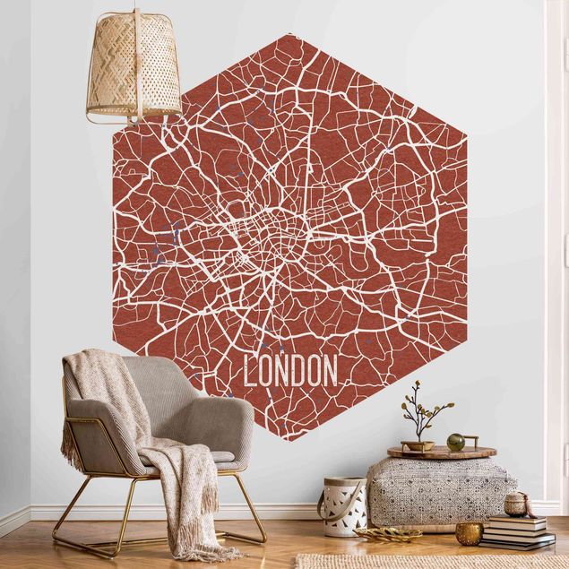 Hexagon Behang City Map London - Retro