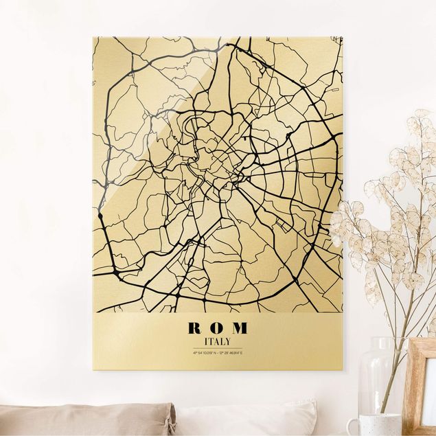 Magnettafel Glas Rome City Map - Classical