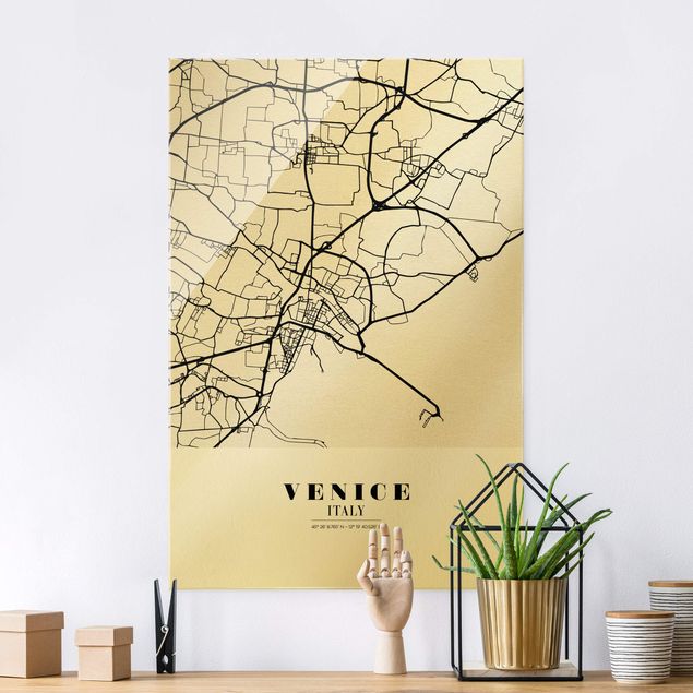 Glas Magnetboard City Map Venice - Classical