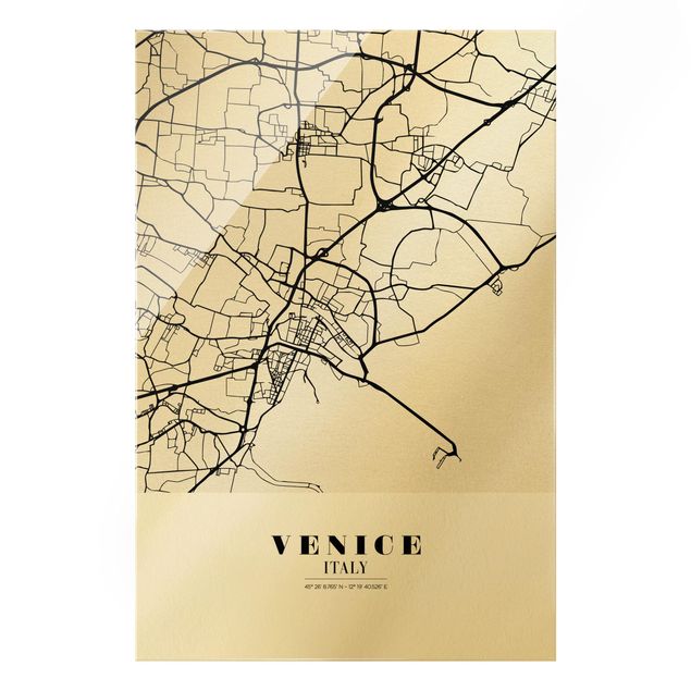 Glasschilderijen City Map Venice - Classical