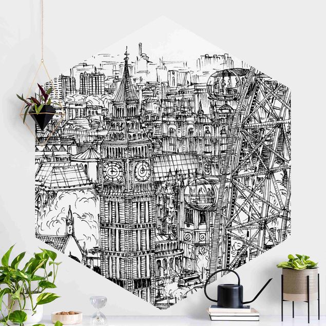 Hexagon Behang City Study - London Eye
