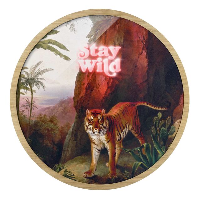 Rond schilderijen Stay Wild Tiger