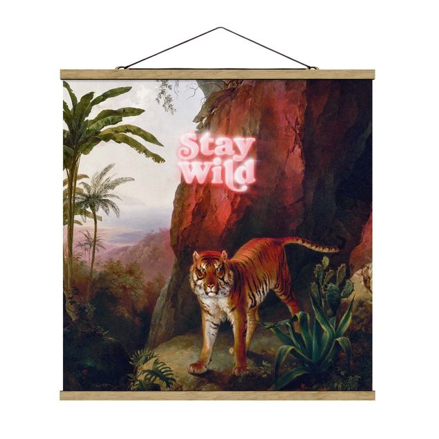 Stoffen schilderij met posterlijst Stay Wild Tiger
