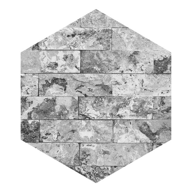 Hexagon Behang Stone Wall Natural Marble Gray