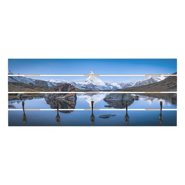 Wandkapstokken houten pallet Stellisee Lake In Front Of The Matterhorn