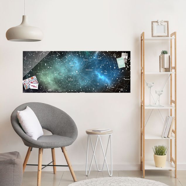 Magnettafel Glas Stellar Constellation Map Galactic Nebula