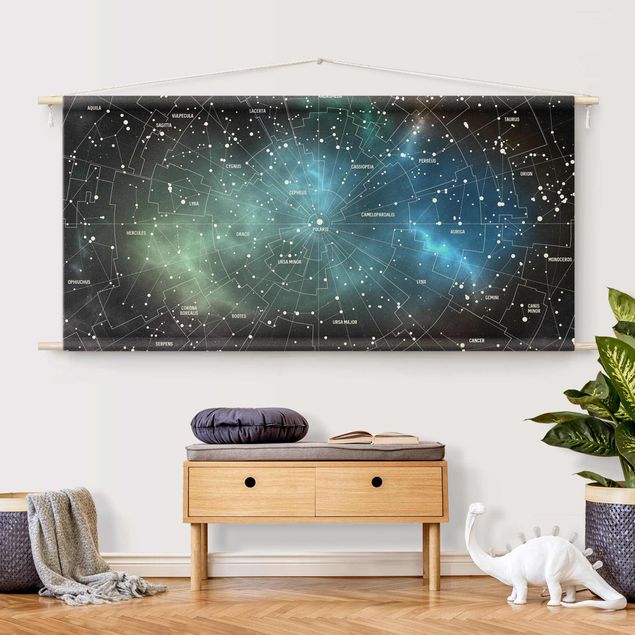wandtapijten modern Stellar Constellation Map Galactic Nebula