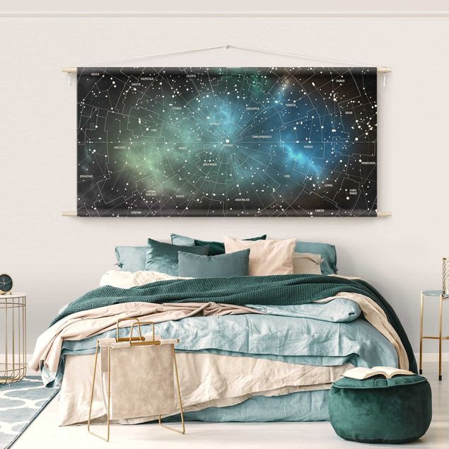 Wandkleed xxl Stellar Constellation Map Galactic Nebula
