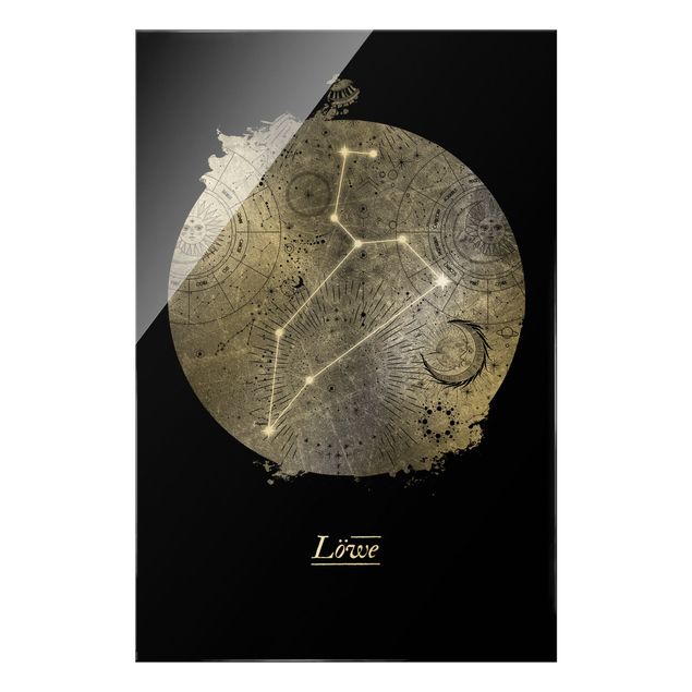 Glasschilderijen Zodiac Sign Leo Silver