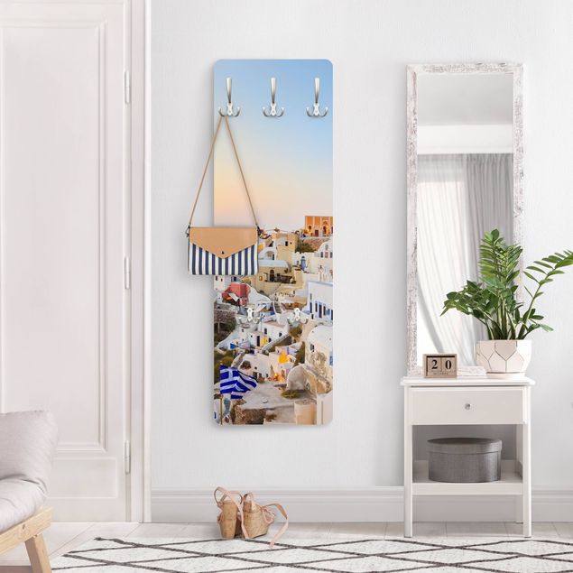 Wandkapstokken houten paneel Bright Santorini