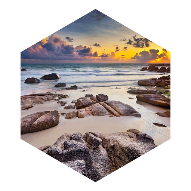 Hexagon Behang Sunrise Beach In Thailand