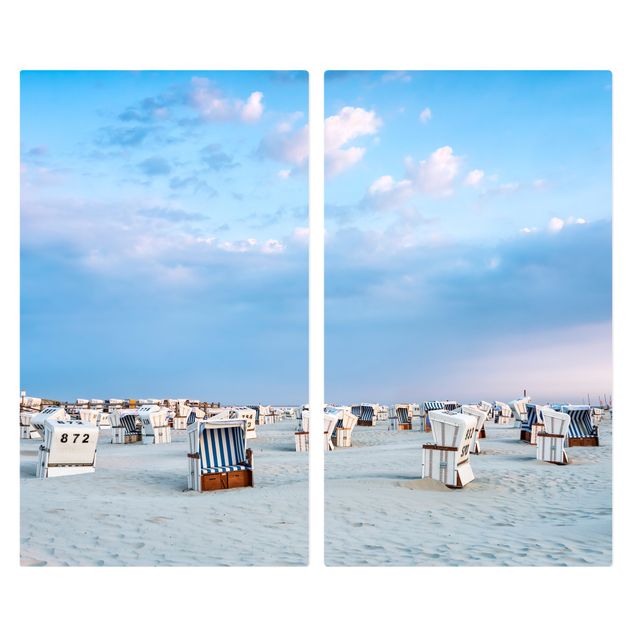 Kookplaat afdekplaten Beach Chairs On The North Sea Beach