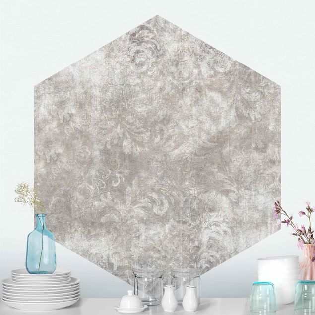 Hexagon Behang - Textured Surface with Ornaments