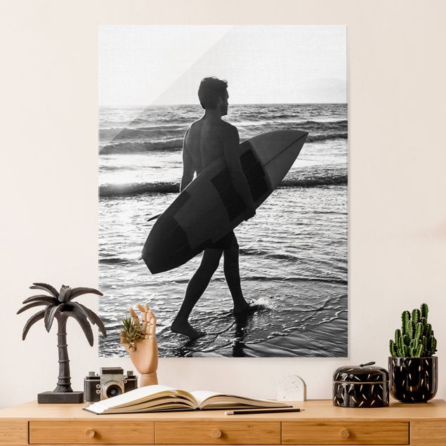 Magnettafel Glas Surfer Boy At Sunset