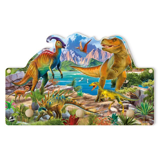 Wandkapstokken voor kinderen T-Rex And Parasaurolophus