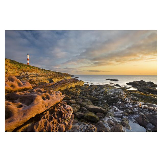 Fotobehang Tarbat Ness Ocean & Lighthouse At Sunset
