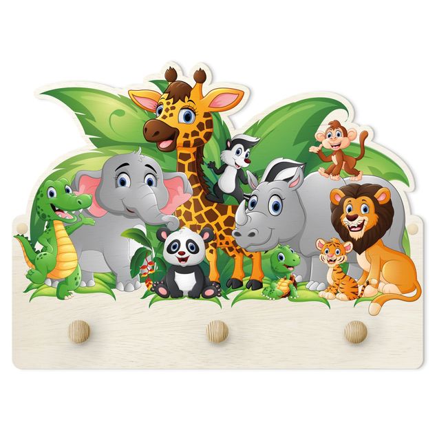 Wandkapstokken voor kinderen Jungle Animals