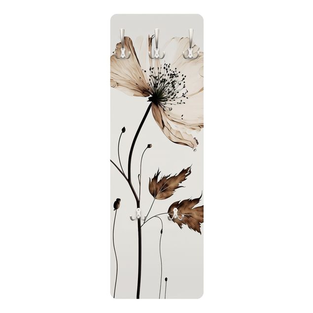 Wandkapstokken houten paneel - Transparent blossom brown