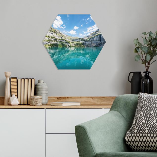 Hexagons Forex schilderijen Divine Mountain Lake