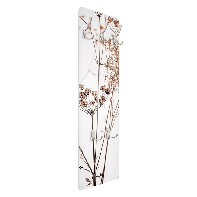 Wandkapstokken houten paneel Dried Flower With Light And Shadows