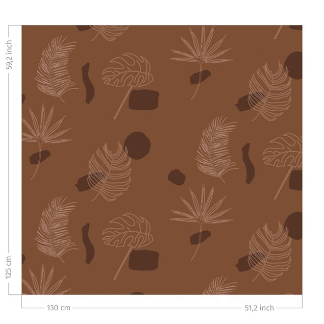 gordijnen patronen Tropical Leaf Pattern - Fawn Brown