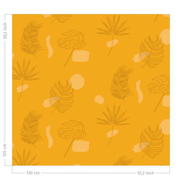 Gordijnen met patroon Tropical Leaf Pattern - Warm Yellow