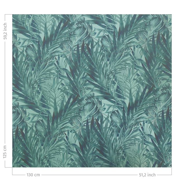 Raamgordijnen Tropical Palm Leaves With Gradient Turquoise