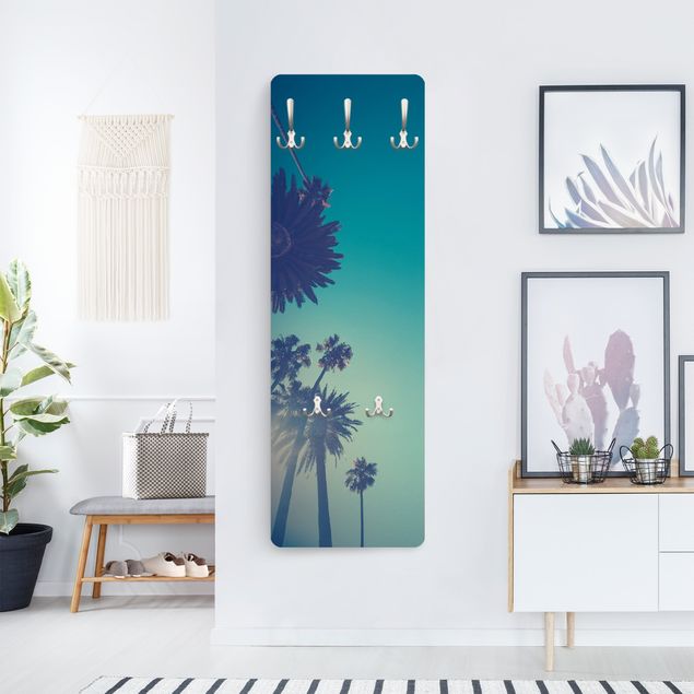 Wandkapstokken houten paneel Tropical Plants Palm Trees And Sky II