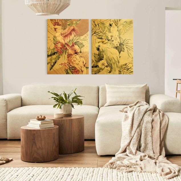 Canvas schilderijen - 2-delig  Tropical Birds Cockatoo
