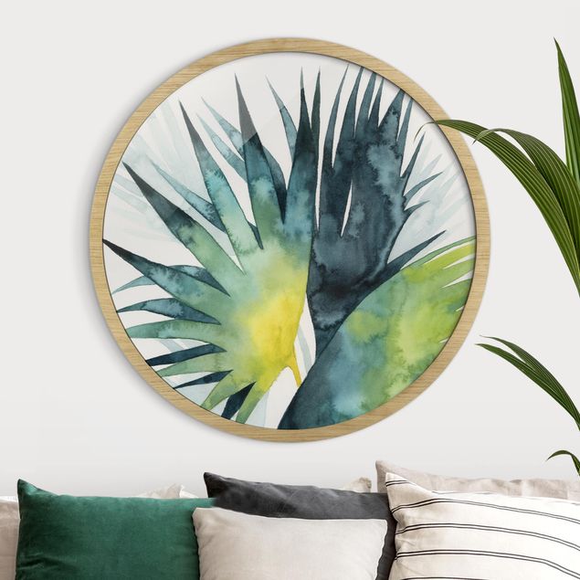 Gerahmte Bilder Rund Tropical Foliage - Fan Palm