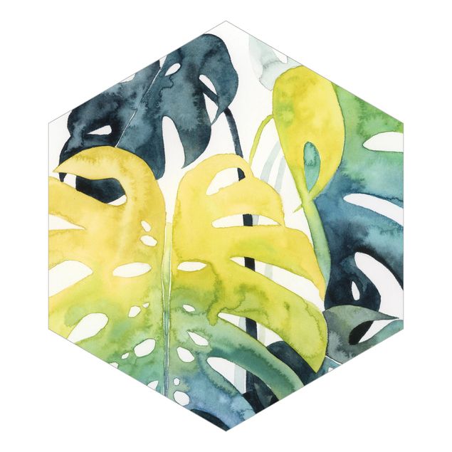 Hexagon Behang Tropical Foliage - Monstera