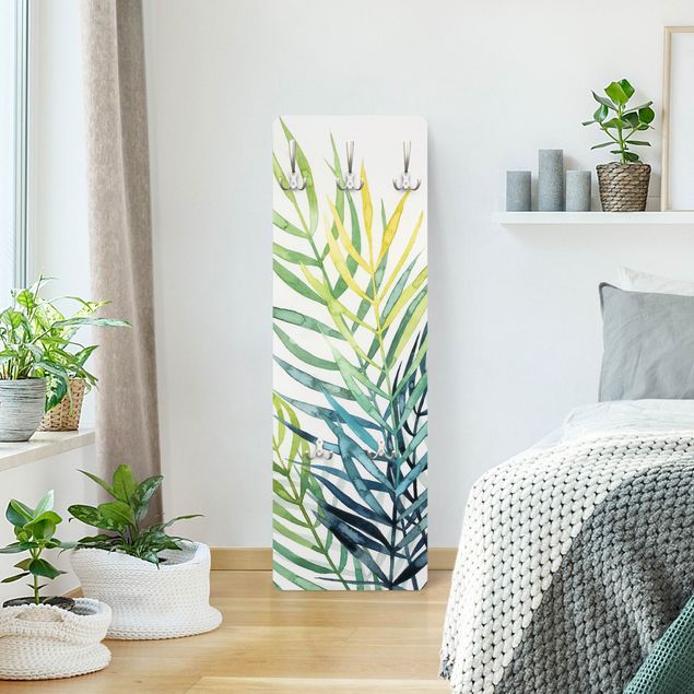 Wandkapstokken houten paneel Tropical Foliage - Palme
