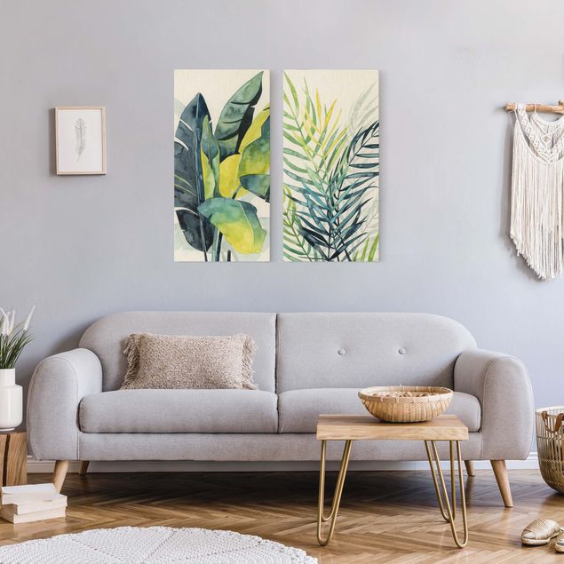 Natuurlijk canvas schilderijen - 2-delig  Tropical Foliage Duo
