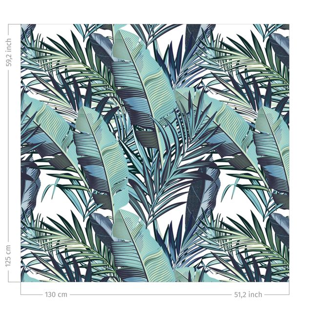 gordijnen patronen Turquoise Leaves Jungle Pattern