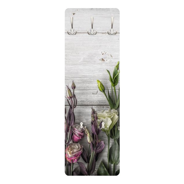 Wandkapstokken houten paneel Tulip Rose Shabby Wood Look