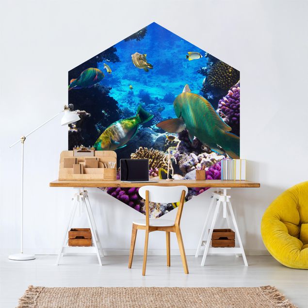Hexagon Behang Underwater Dreams