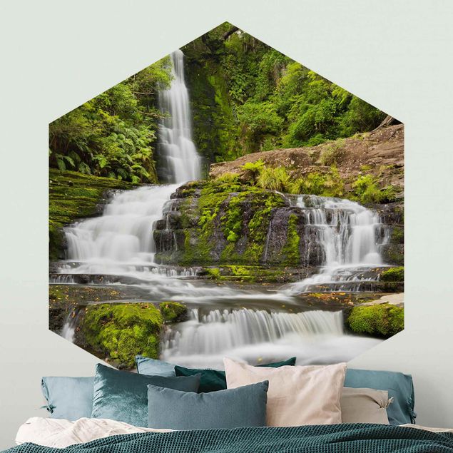 Hexagon Behang Upper Mclean Falls In New Zealand