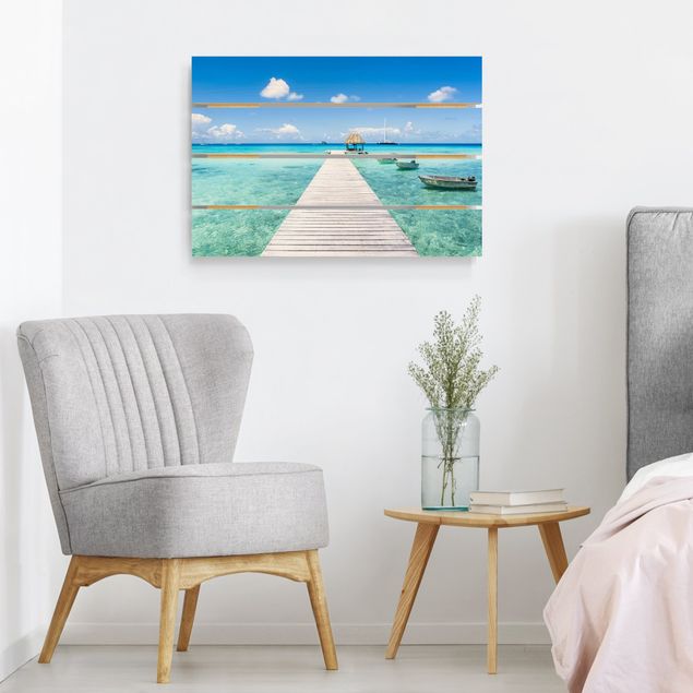 Houten schilderijen op plank Tropical Vacation