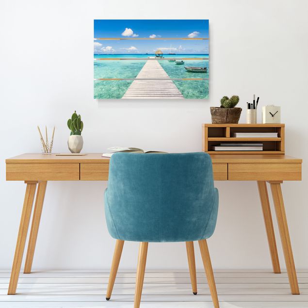 Houten schilderijen op plank Tropical Vacation