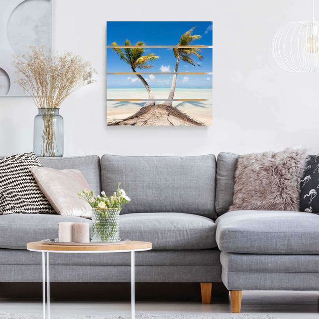 Houten schilderijen op plank Beneath Palm Trees