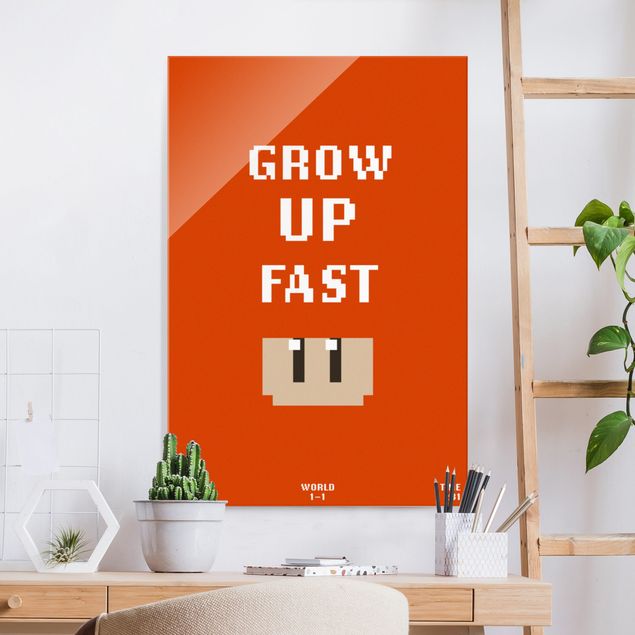 Magnettafel Glas Video Game Grow Up Fast In Red
