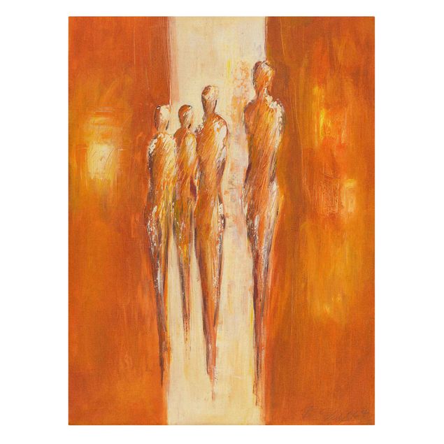 Canvas schilderijen - Goud Four Figures In Orange 02