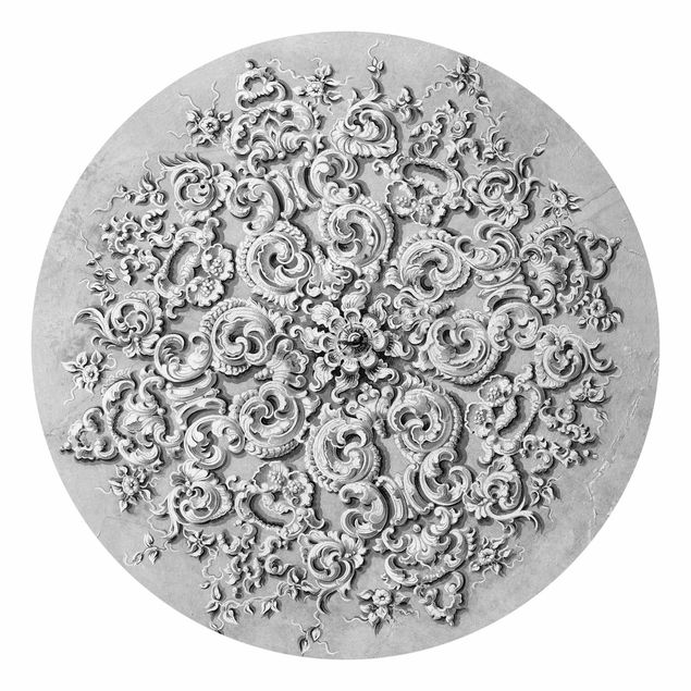 Behangcirkel Victorian Ornamentation With Patina In Black And White