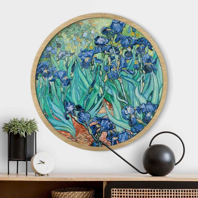 Runde gerahmte Bilder Vincent Van Gogh - Iris
