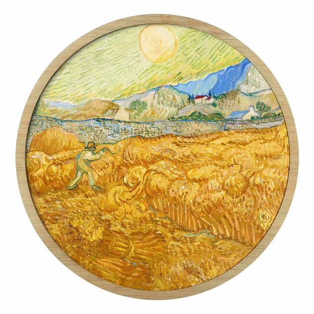 Rond schilderijen Vincent van Gogh - Campo di grano con mietitore