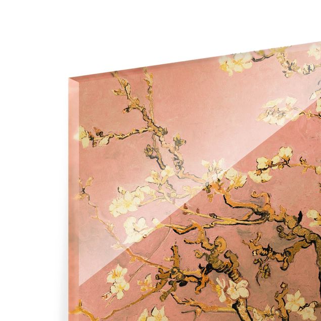 Glasschilderijen Vincent Van Gogh - Almond Blossom In Antique Pink